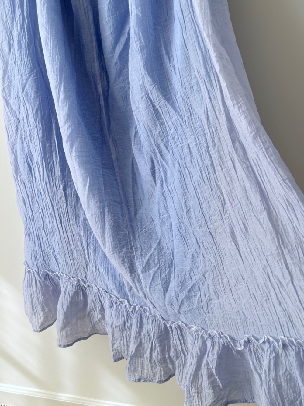 Light Blue Gauzy Ruffle Hem Maxi Skirt - Picture 15 of 16
